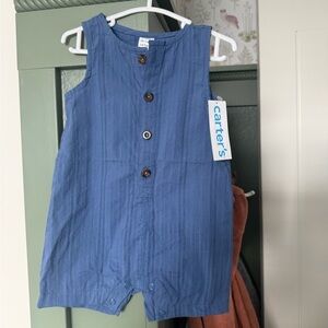 Carter's Blue Button-Front Sleeveless Baby Romper